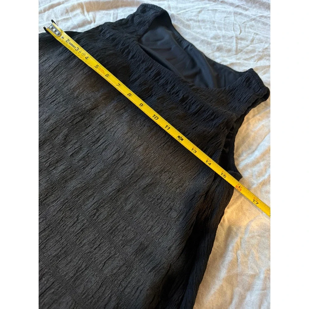 Halara Black Crinkle Textured Ruffle Hem Sleeveless Mini Shift Dress Large New - Picture 8 of 12